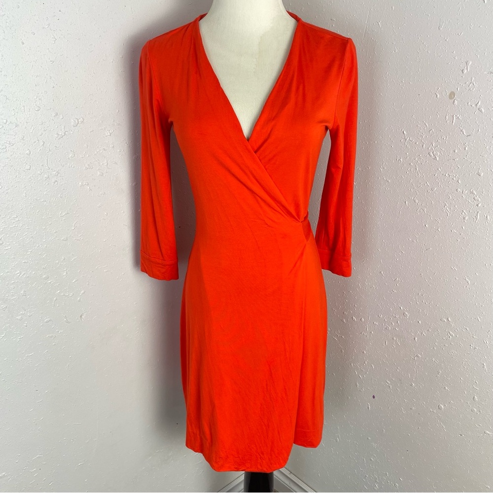 Diane Von Furstenberg Classic Wrap Dress Red Long Sleeve